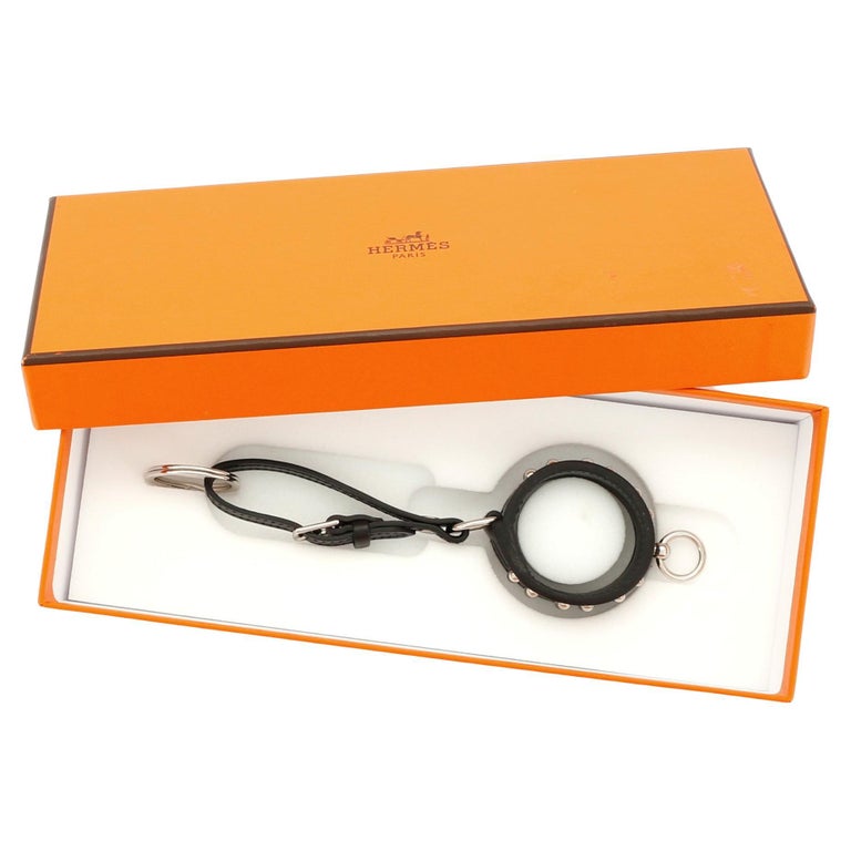 Hermes Collier de Chien Anneau Keychain Studded Leather Black at 1stDibs