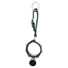 Vintage Hermes Collier de Chien Anneau Keychain Studded Leather Green