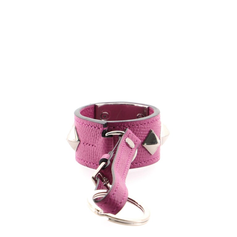 Hermes Collier de Chien Anneau Keychain Studded Leather Purple For Sale at  1stDibs