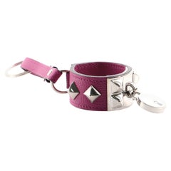 Vintage Hermes Collier de Chien Anneau Keychain Studded Leather Purple