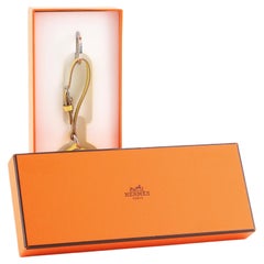 Hermes Collier de Chien Anneau Keychain Studded Leather Yellow