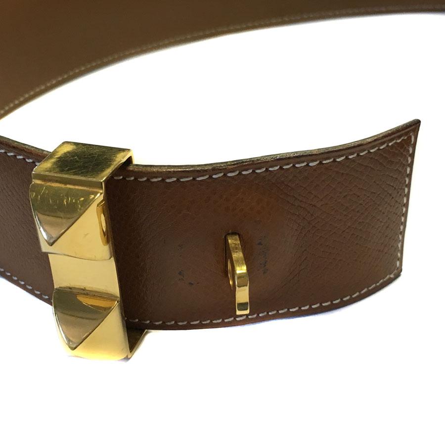 HERMES Collier de Chien Belt in Gold Courchevel Leather Size 78 1