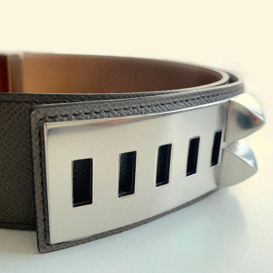 HERMES Collier de Chien Belt in Tin Color Epsom Leather Size 85 2