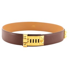 Ceinture Collier de Chien Hermès en cuir marron large