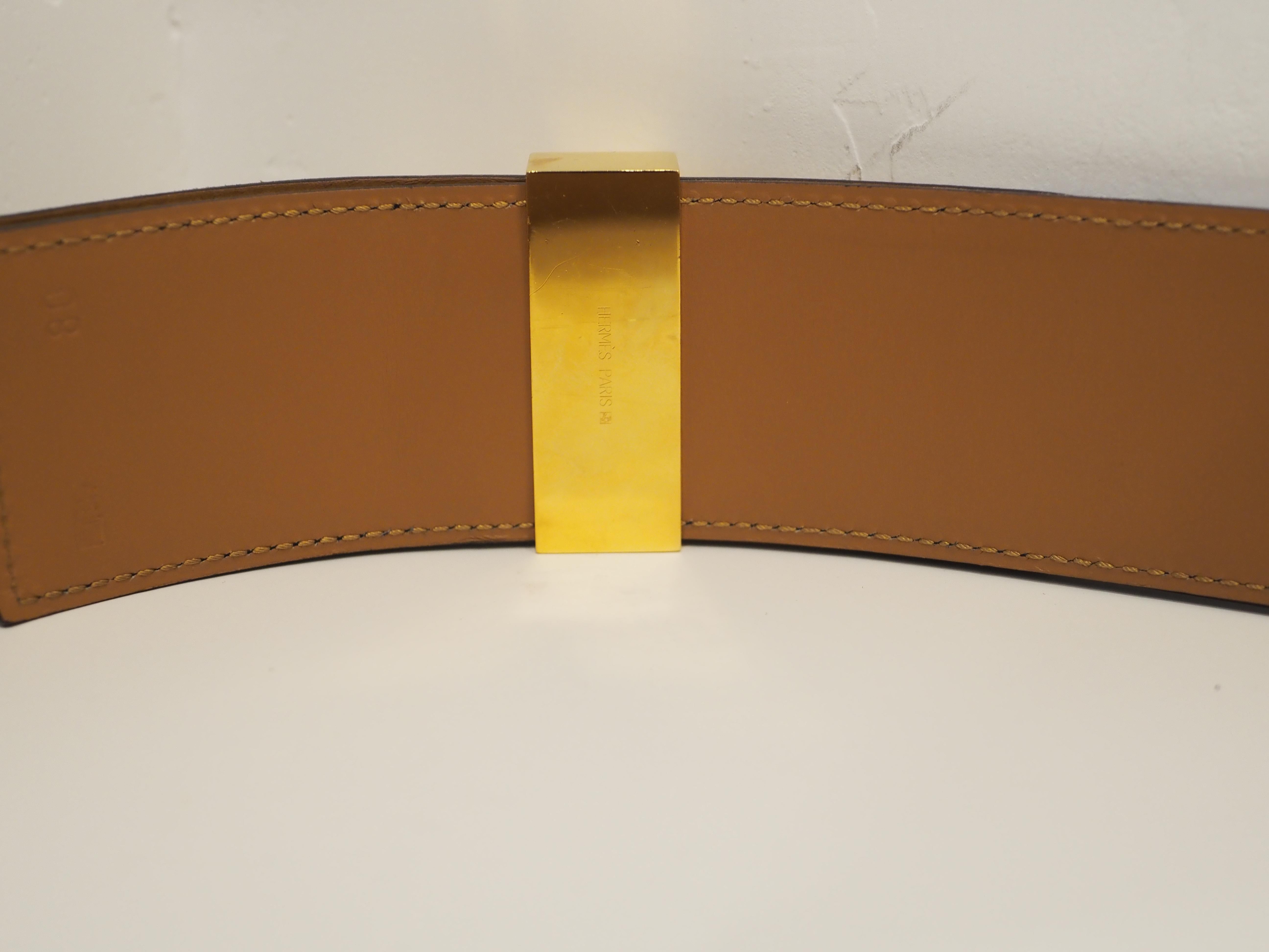 Hermès Collier de chien black leather gold hardware belt 10