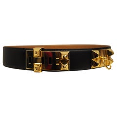 Hermès Collier de chien black leather gold hardware belt