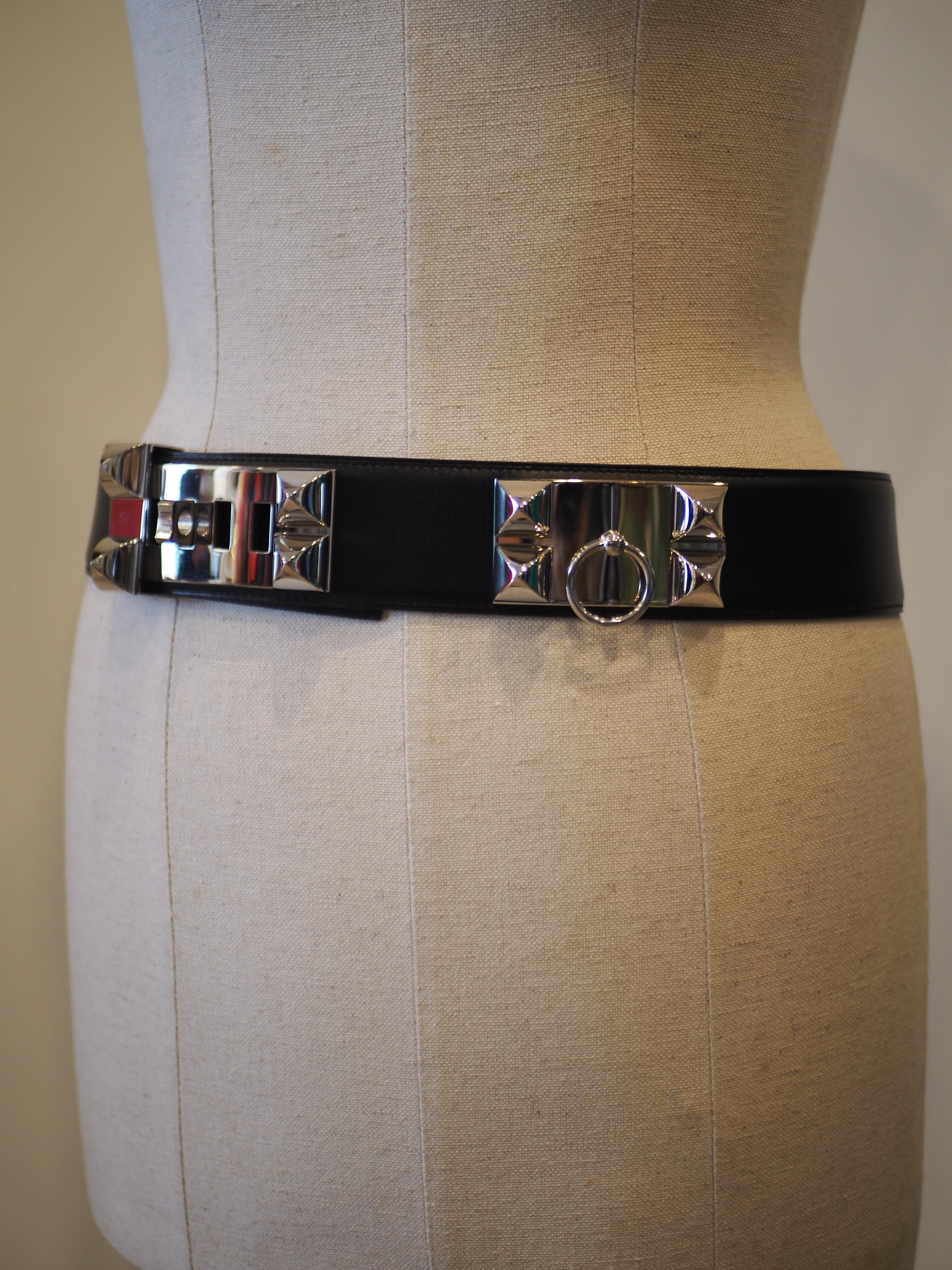 Hermès collier de chien black leather silver hardware belt
made in france
measurements: 5*90 cm