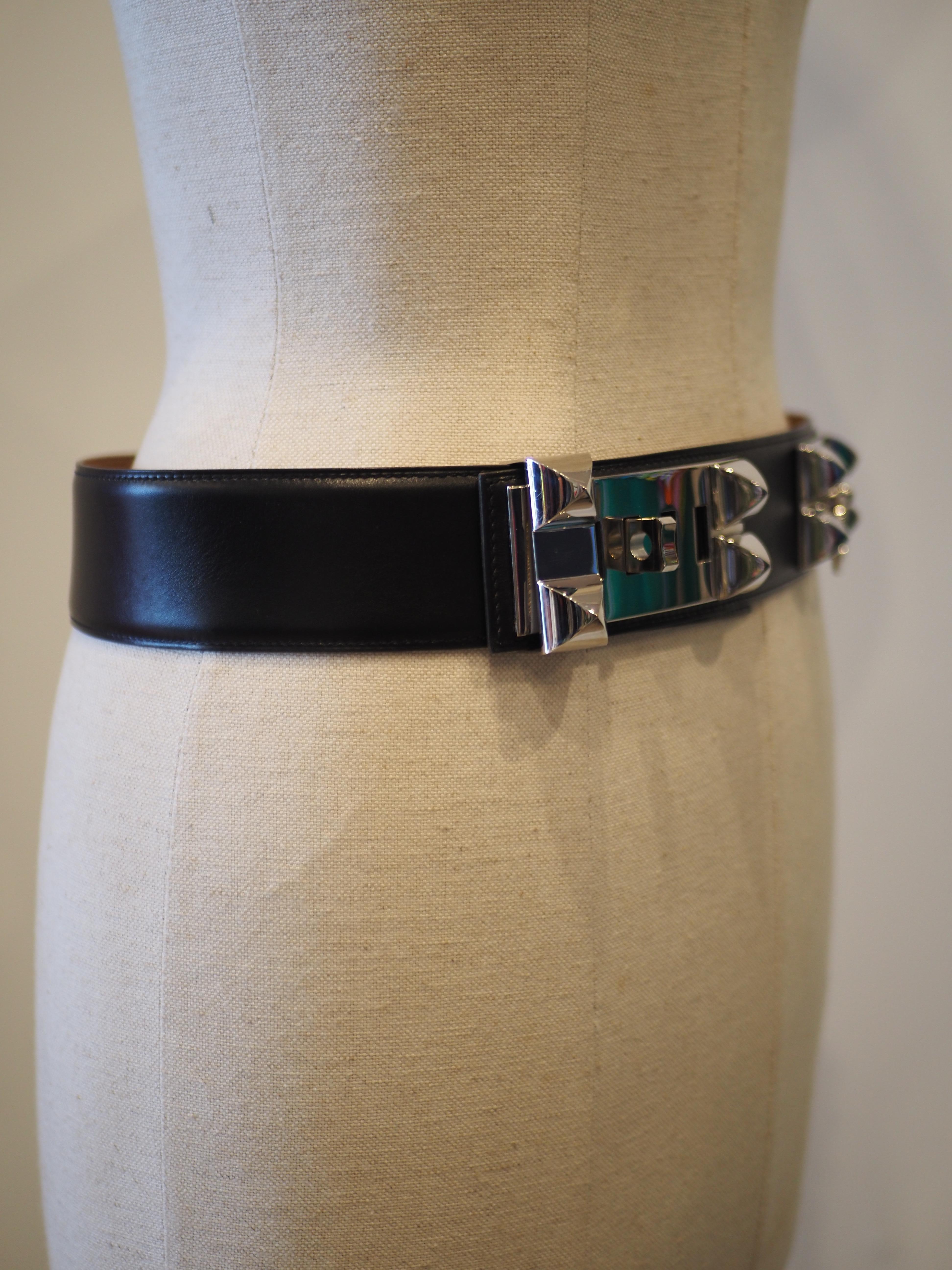 Hermès collier de chien black leather silver hardware belt 1
