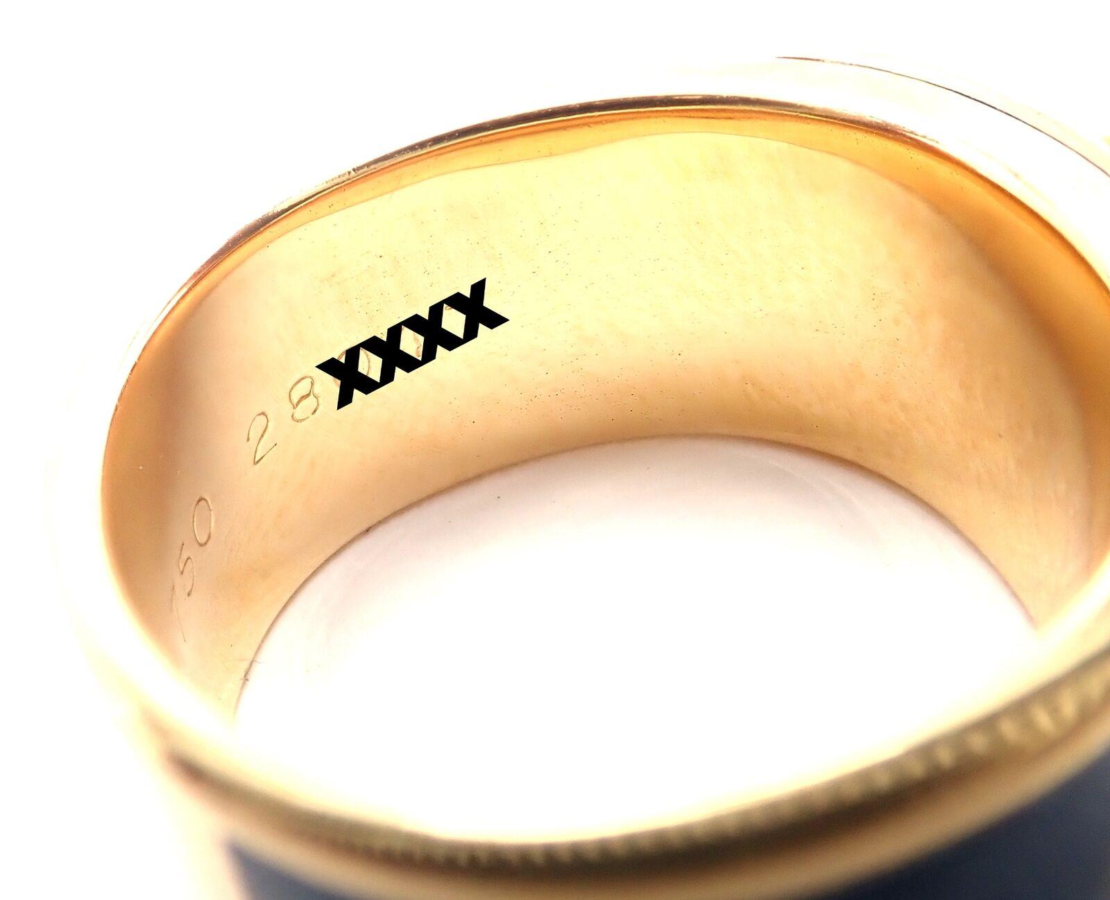 Bague Collier de Chien Hermes en or jaune émaillé bleu Unisexe en vente