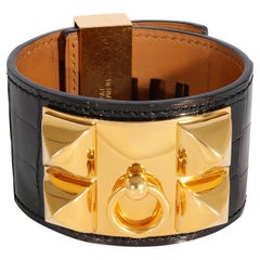 Hermès Collier de Chien Bracelet Black Shiny Alligator Bracelet 2013