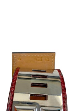 Hermès Collier de Chien Pulsera Piel Exótica Borgoña PHW