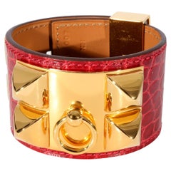 Bracciale Collier De Chien di Hermès in alligatore fucsia