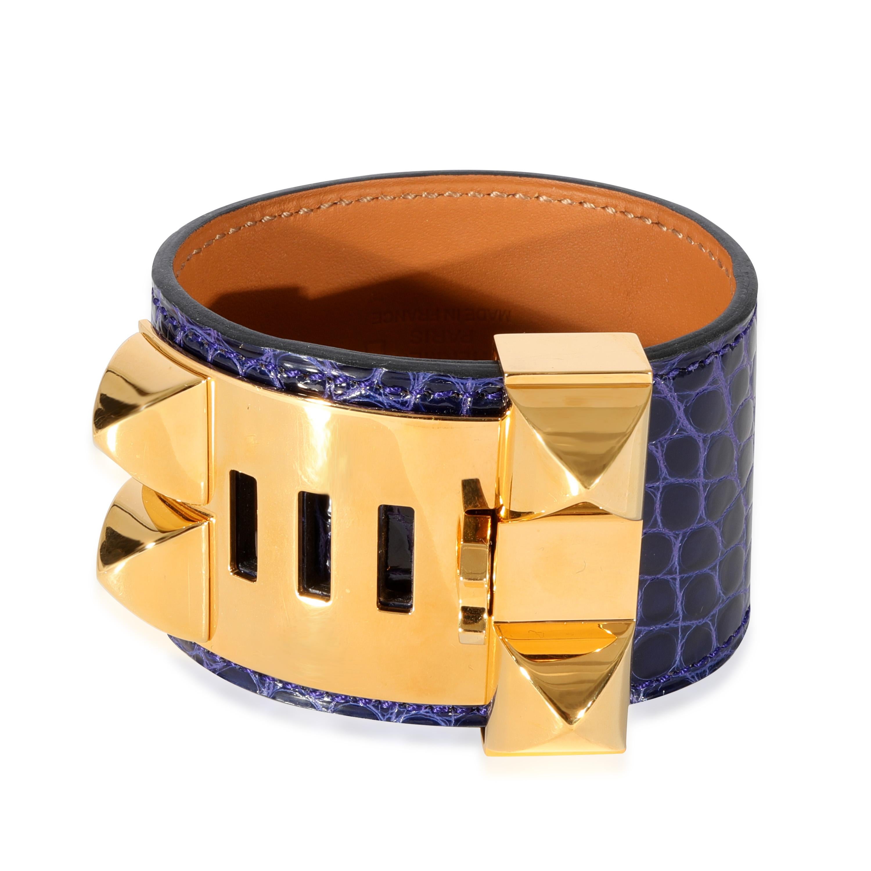 Hermès Collier De Chien Armband aus lila Alligator im Zustand „Hervorragend“ in New York, NY