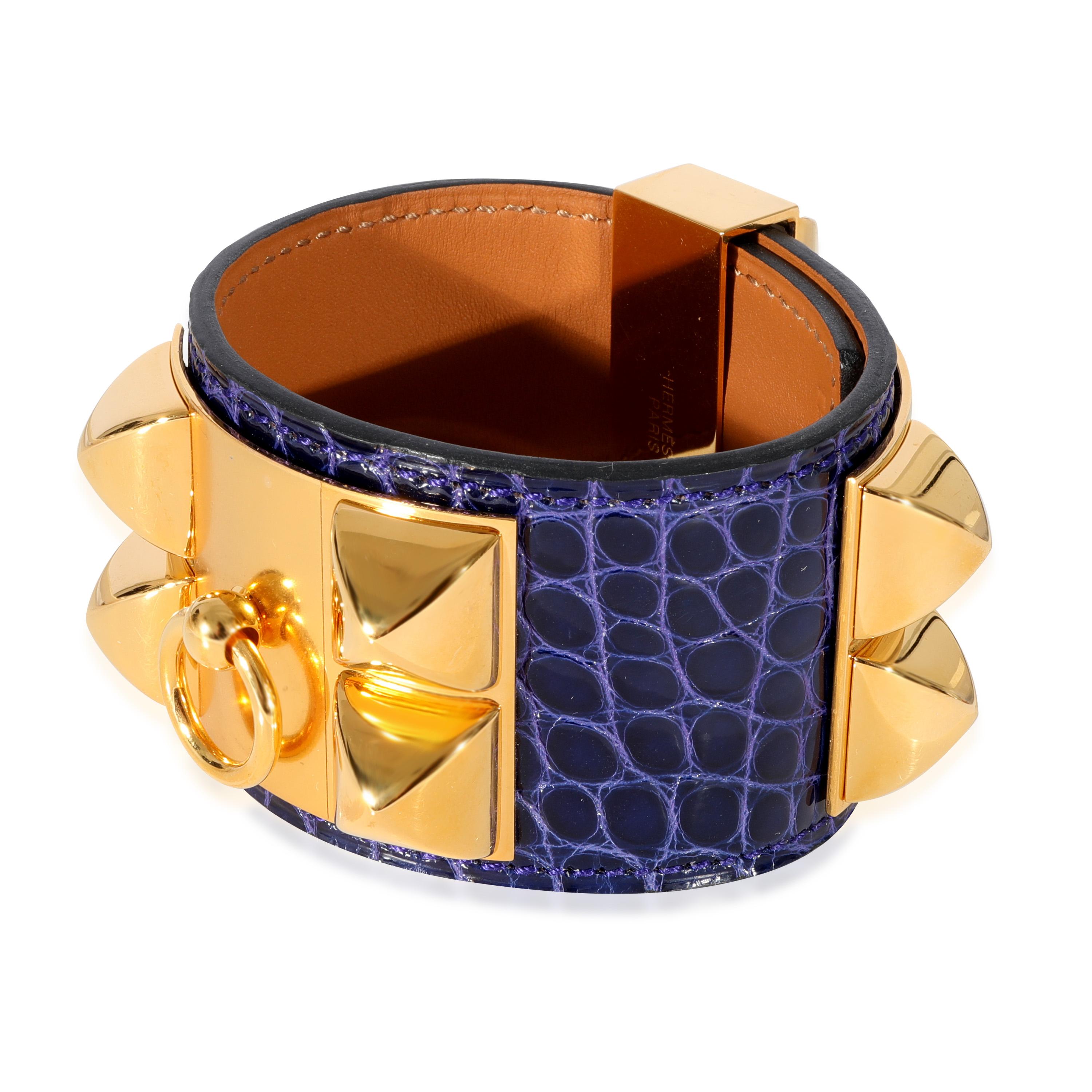 Hermès Collier De Chien Armband aus lila Alligator für Damen oder Herren