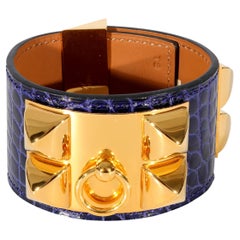 Hermès Collier De Chien Bracelet in Purple Alligator