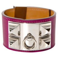 Hermès Bracelet Collier de Chien Prune PHW