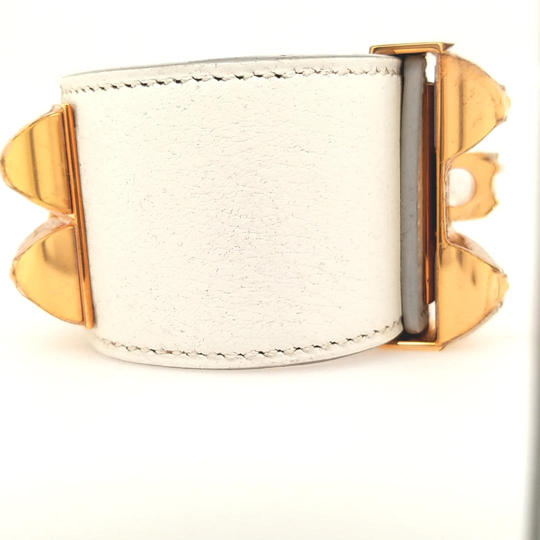 Hermès Collier de Chien Bracelet White Swift Calfskin Gold-Plated Hardware 2
