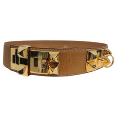 Hermès collier de chien Brown gold belt