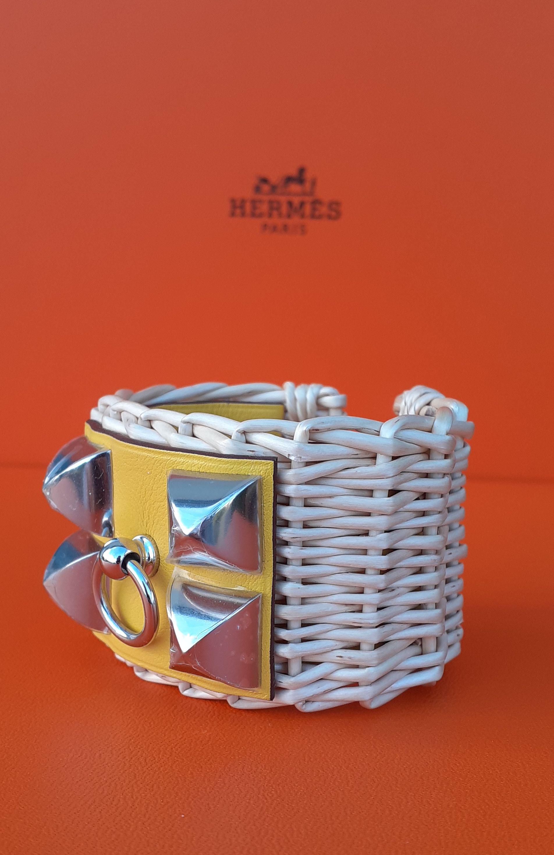 Hermès Collier de Chien CDC Medor Bracelet Osier Picnic Jaune Phw T2 Pour femmes en vente