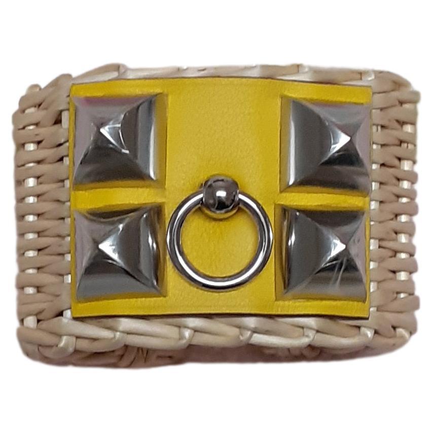 Hermès Collier de Chien CDC Medor Bracelet Osier Picnic Jaune Phw T2