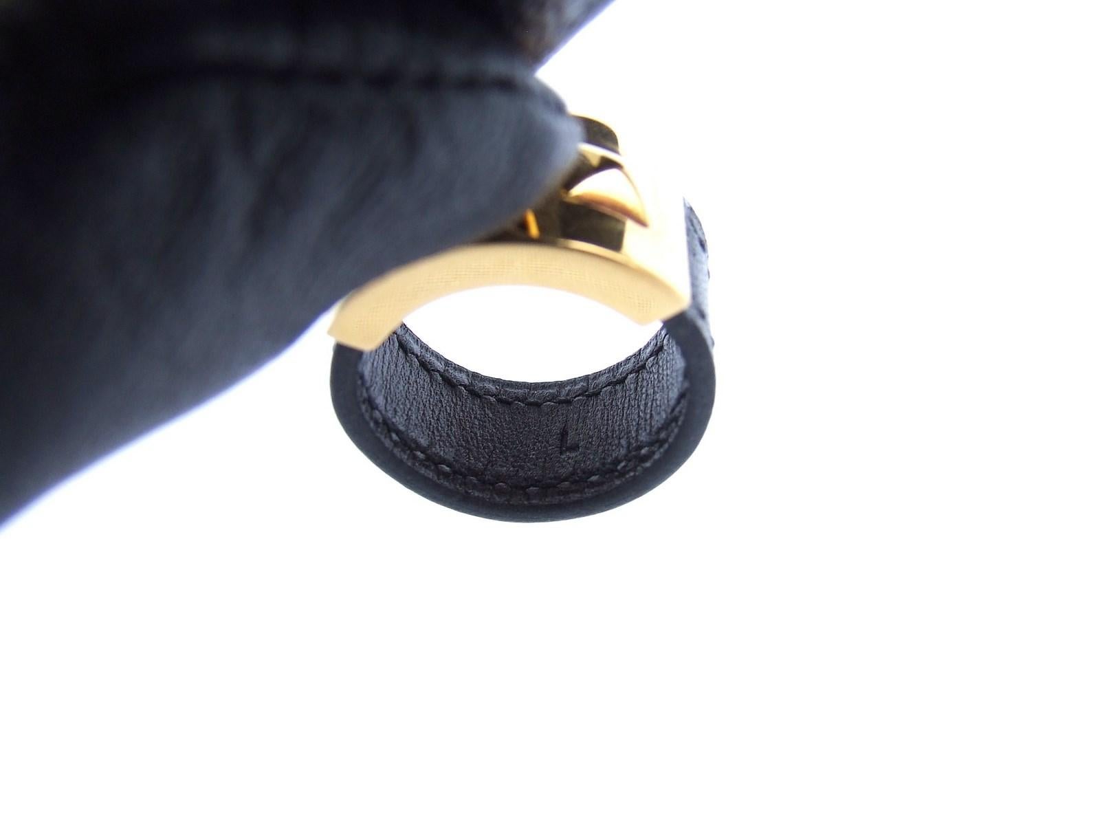 Hermès Collier de Chien CDC Medor Ring Black Leather Ghw Size L RARE For Sale 8