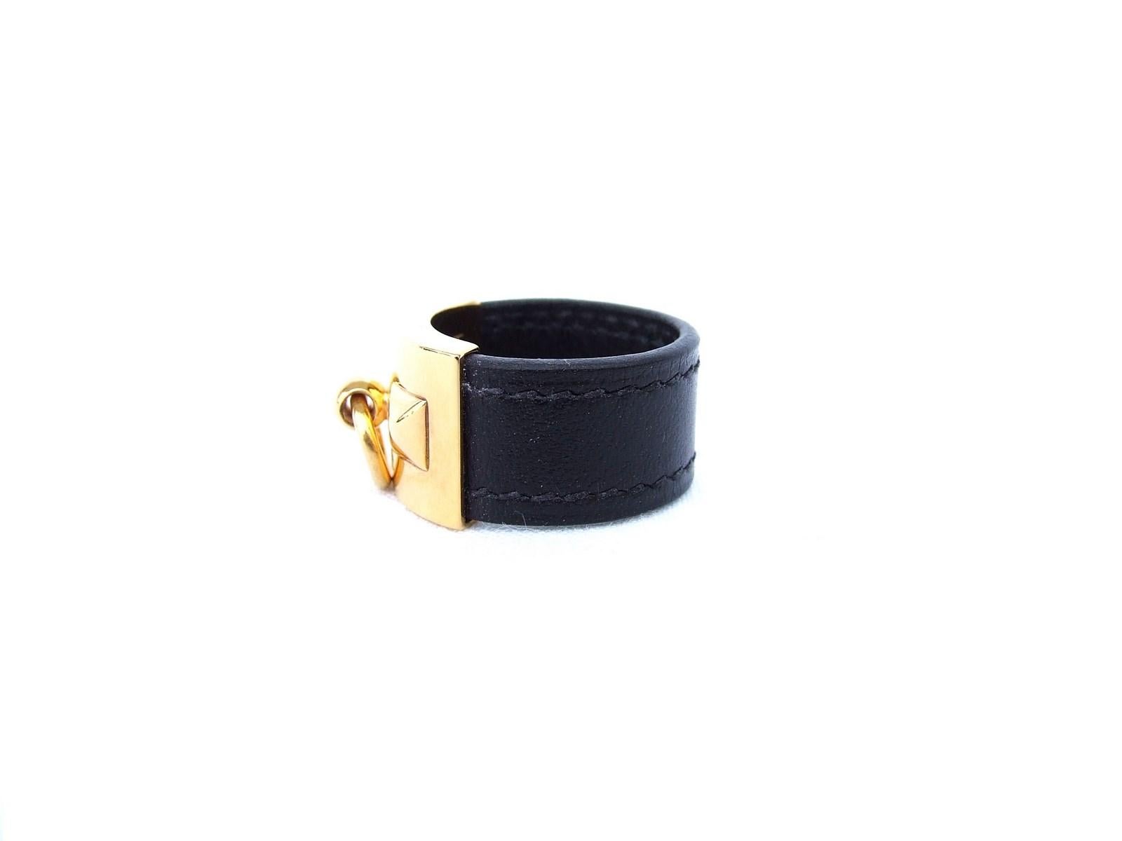 Hermès Collier de Chien CDC Medor Ring Black Leather Ghw Size L RARE For Sale 10