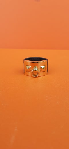 Hermès Collier de Chien CDC Medor Ring Black Leather Ghw Size L RARE