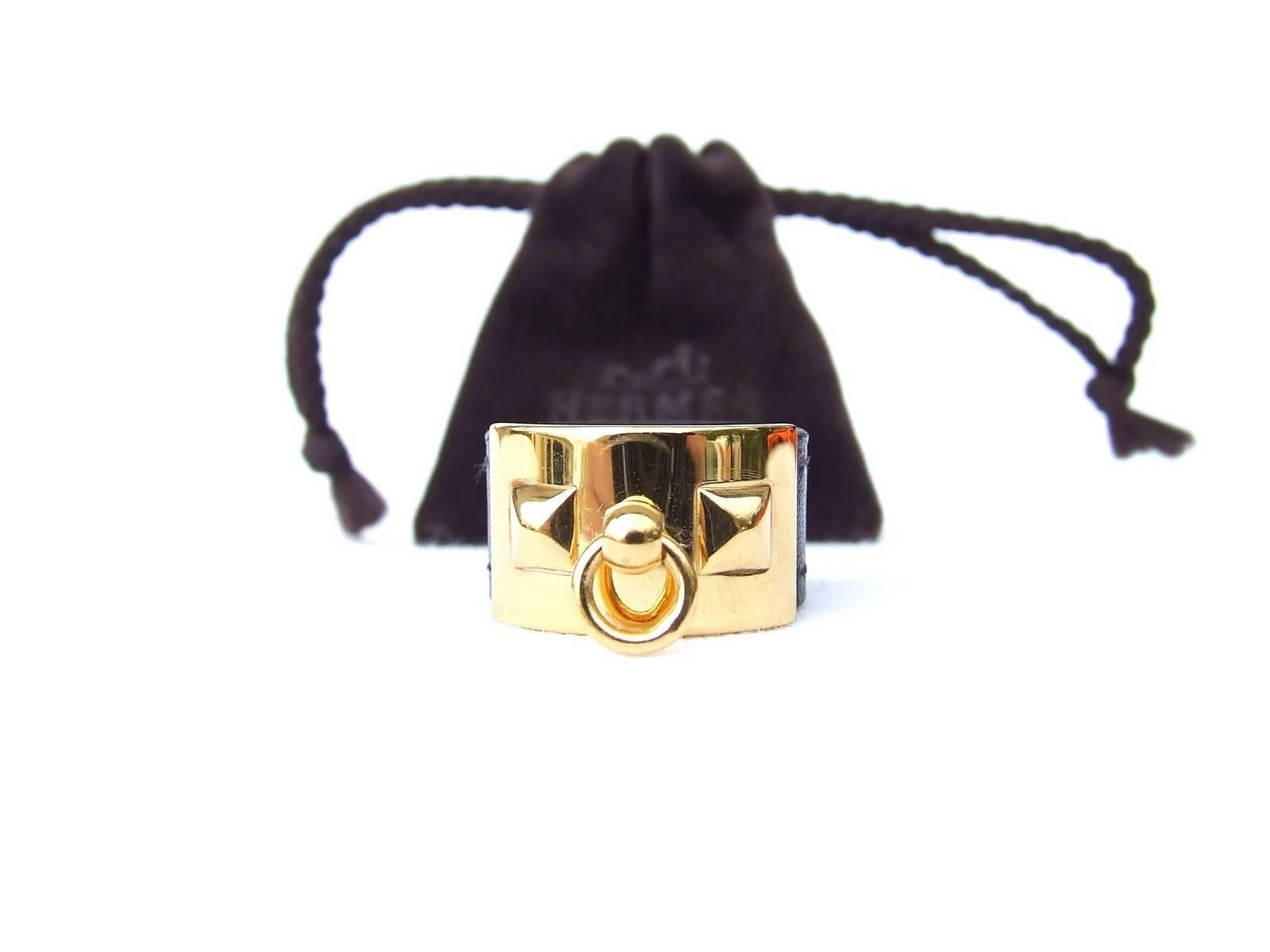 Hermès Collier de Chien CDC Medor Ring Cuir noir Ghw Taille L RARE Pour femmes en vente