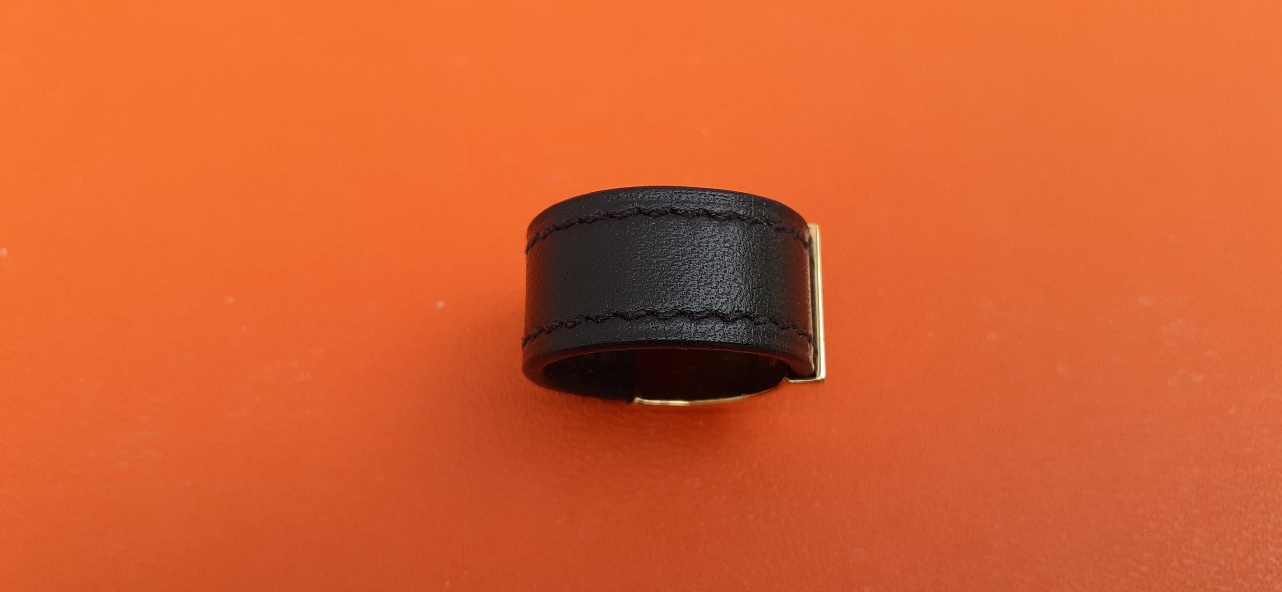 Hermès Collier de Chien CDC Medor Ring Cuir noir Ghw Taille L RARE en vente 3
