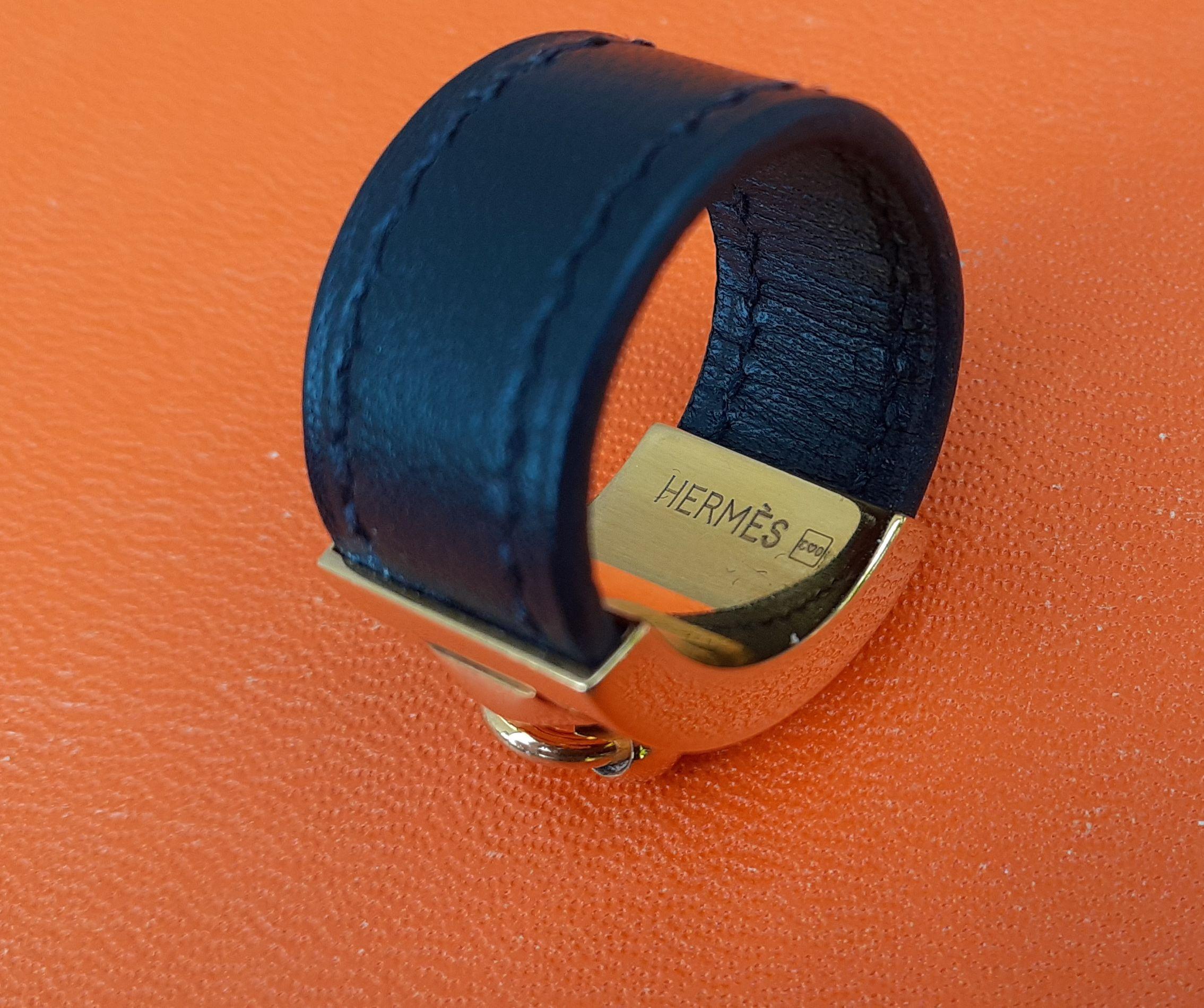 Hermès Collier de Chien CDC Medor Ring Cuir noir Ghw Taille L RARE en vente 4