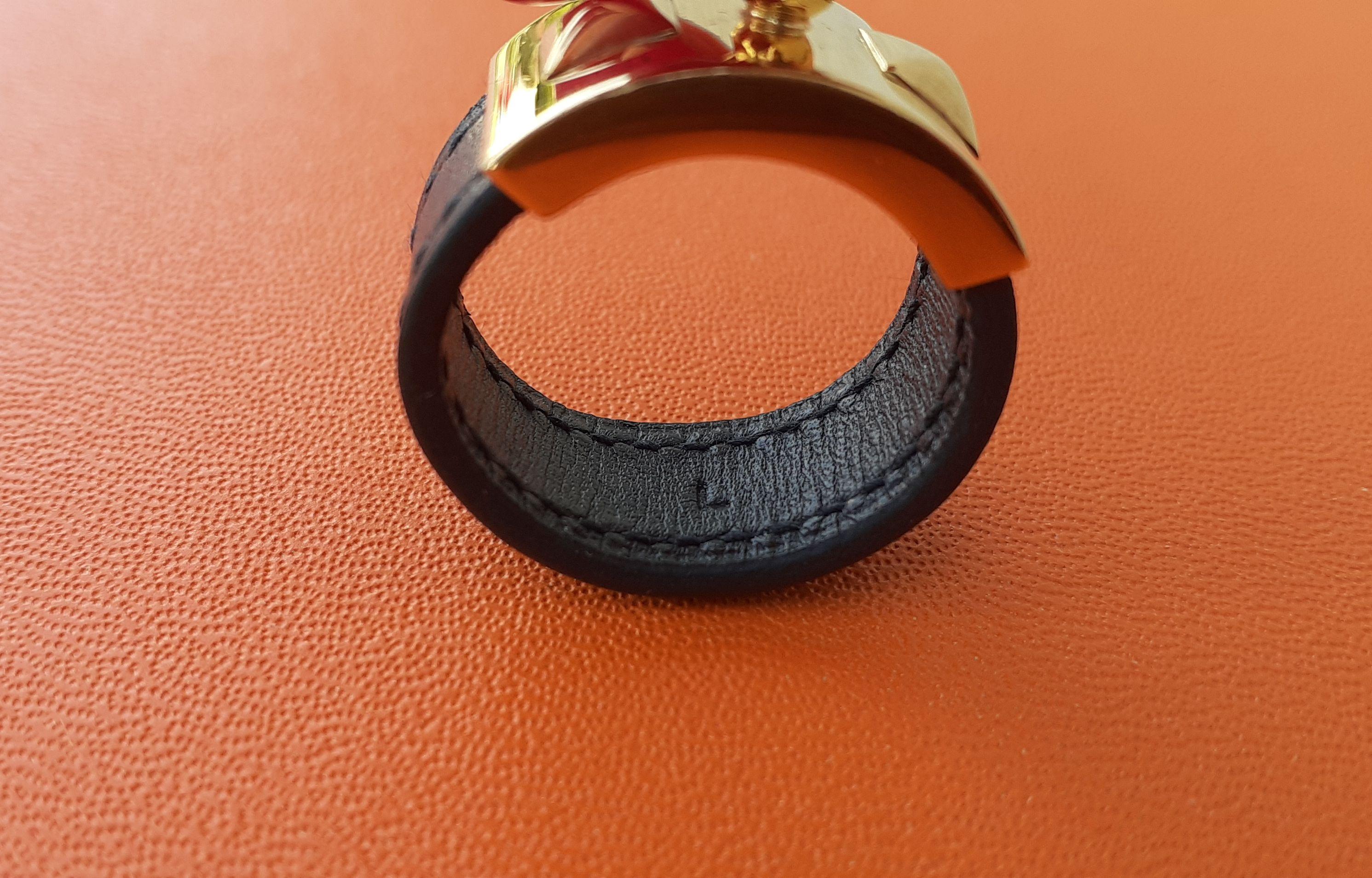 Hermès Collier de Chien CDC Medor Ring Cuir noir Ghw Taille L RARE en vente 5