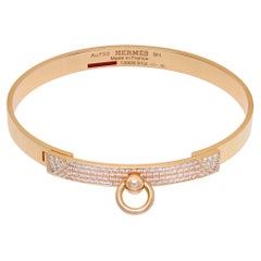 Hermes Collier de Chien collection, bangle bracelet in 18k gold with diamonds
