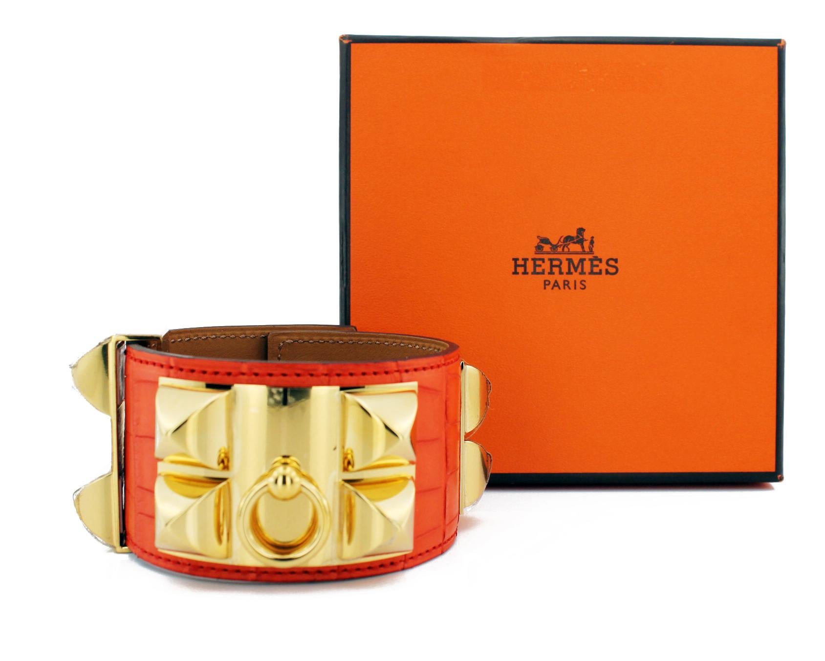 Modern Hermes Collier De Chien Crocodile Cuff