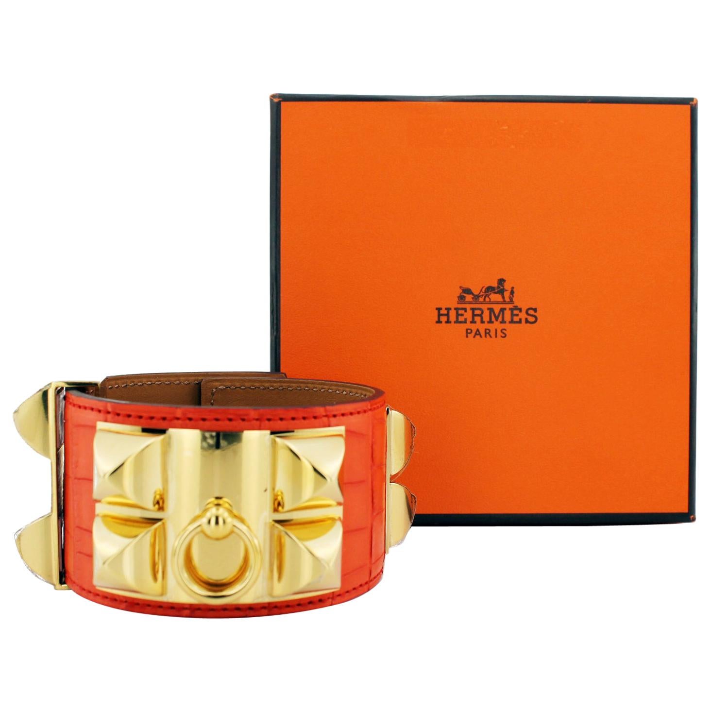 Hermes Collier De Chien Crocodile Cuff