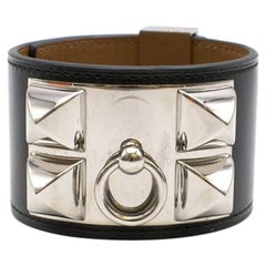 Hermes Collier De Chien Cuff in Black Swift Leather PHW	