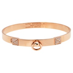 Hermès Collier de Chien Diamond 18K Rose Gold Bracelet SH