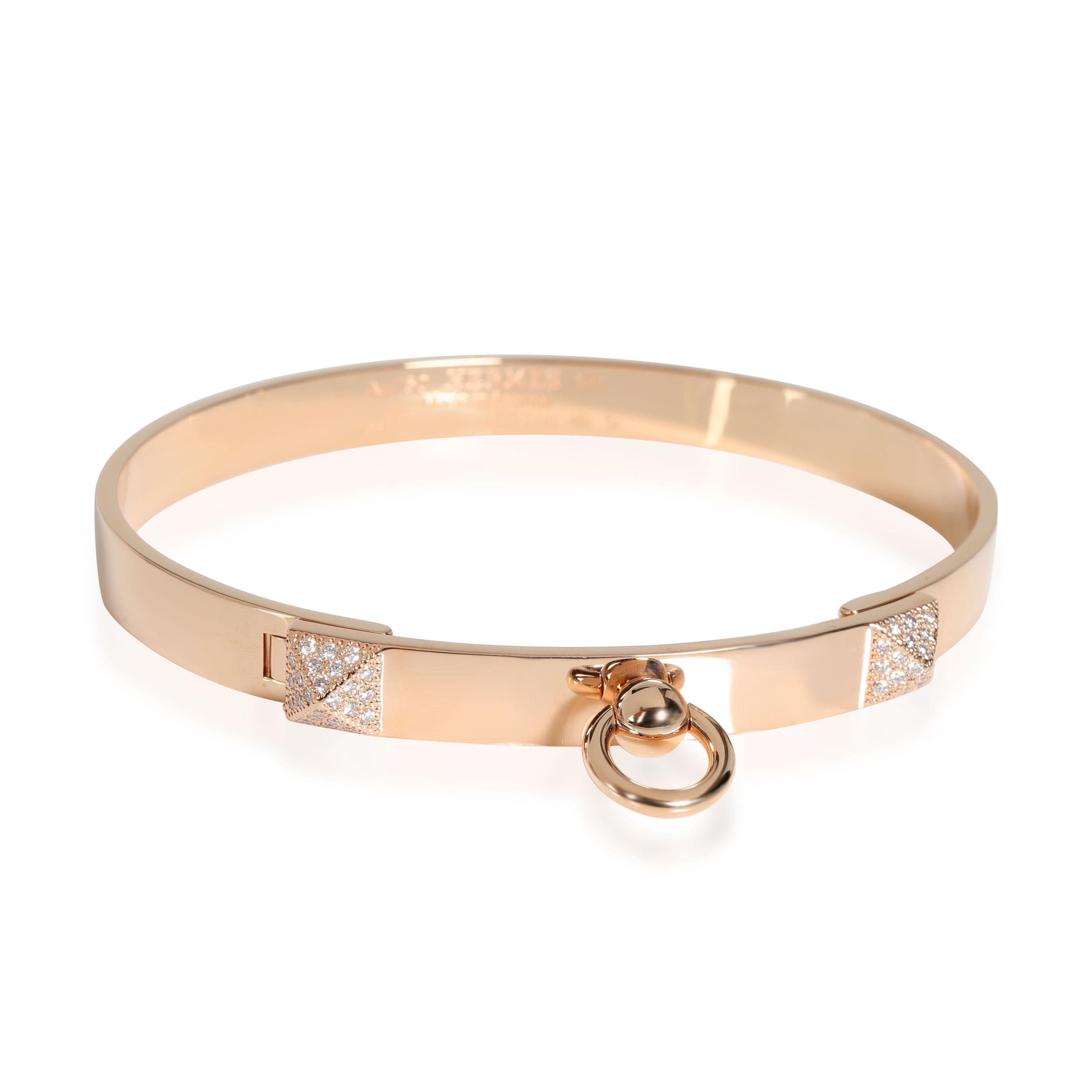 Hermès Collier De Chien Diamond Bangle in 18k Rose Gold 0.24 CTW For Sale  at 1stDibs