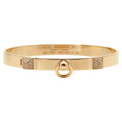 Hermes Collier De Chien Diamonds 18k Rose Gold Bracelet