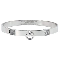 Hermes Collier De Chien Diamonds 18k White Gold Bracelet SH