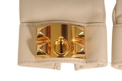 Hermes Hundehalsband „Gloves“, Größe 7,5, beige-weißes Lammleder, hellbraun