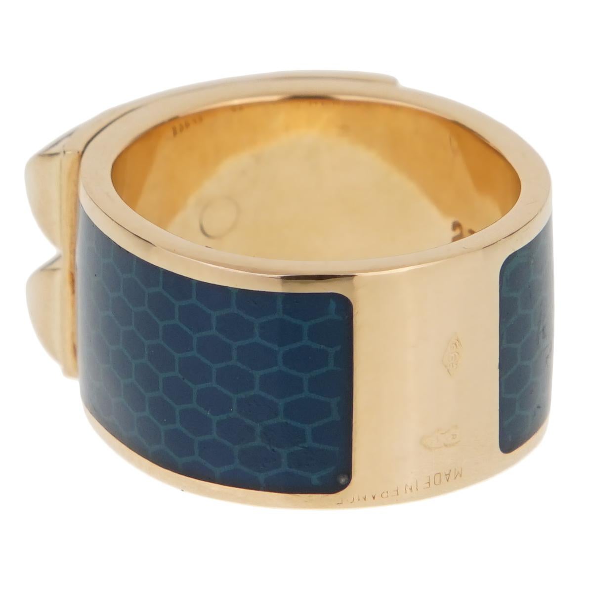 Gold-blauer Emaille-Ring von Hermes Collier De Chien im Zustand „Gut“ in Feasterville, PA