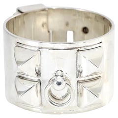 Hermes Collier De Chien Large Cuff Sterling Silver