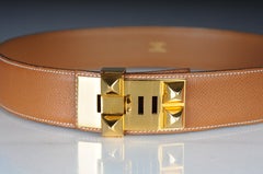 Hermes Collier de chien leather belt brown gold