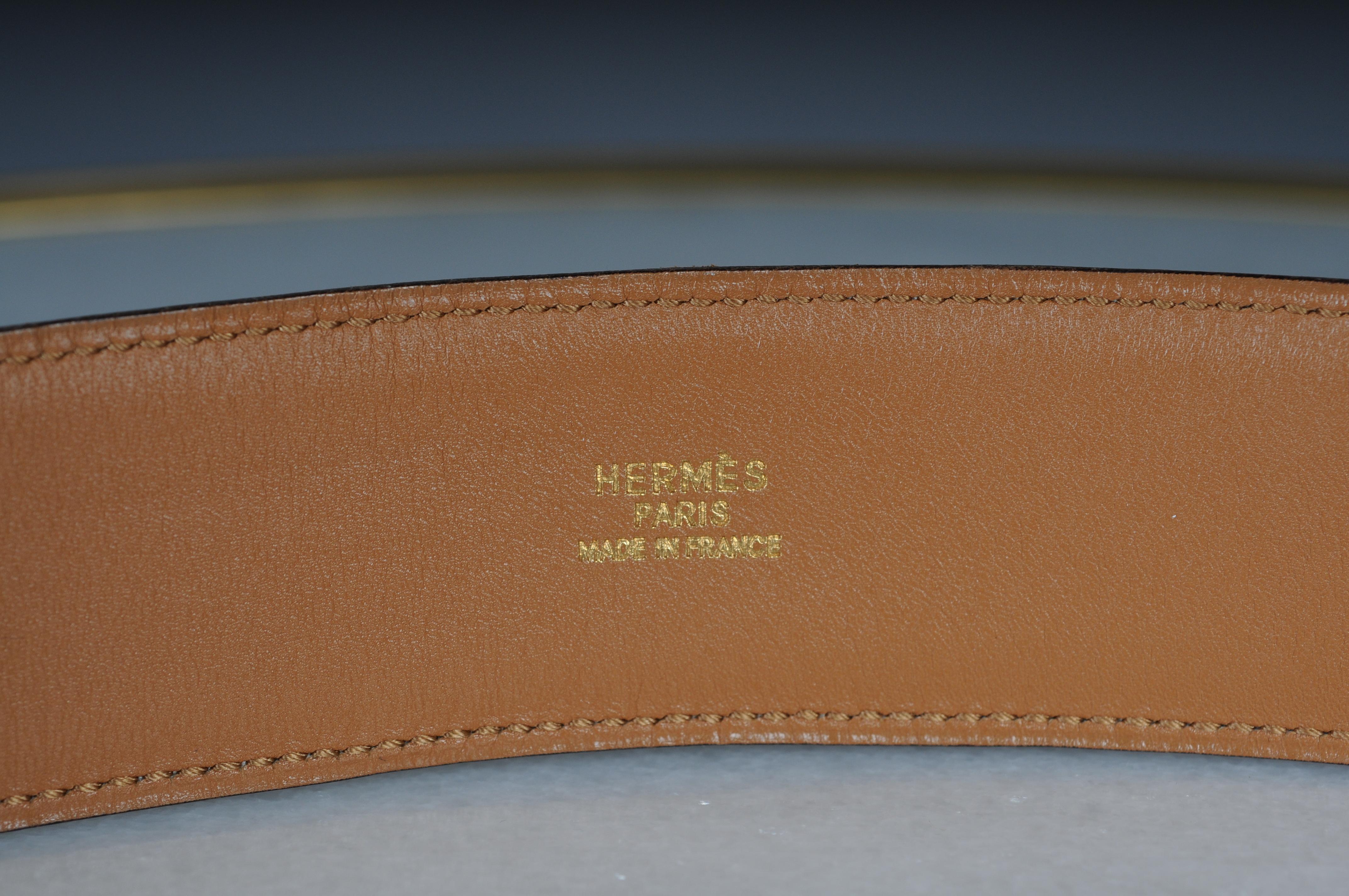 Hermes Collier de chien leather belt brown gold  For Sale 2