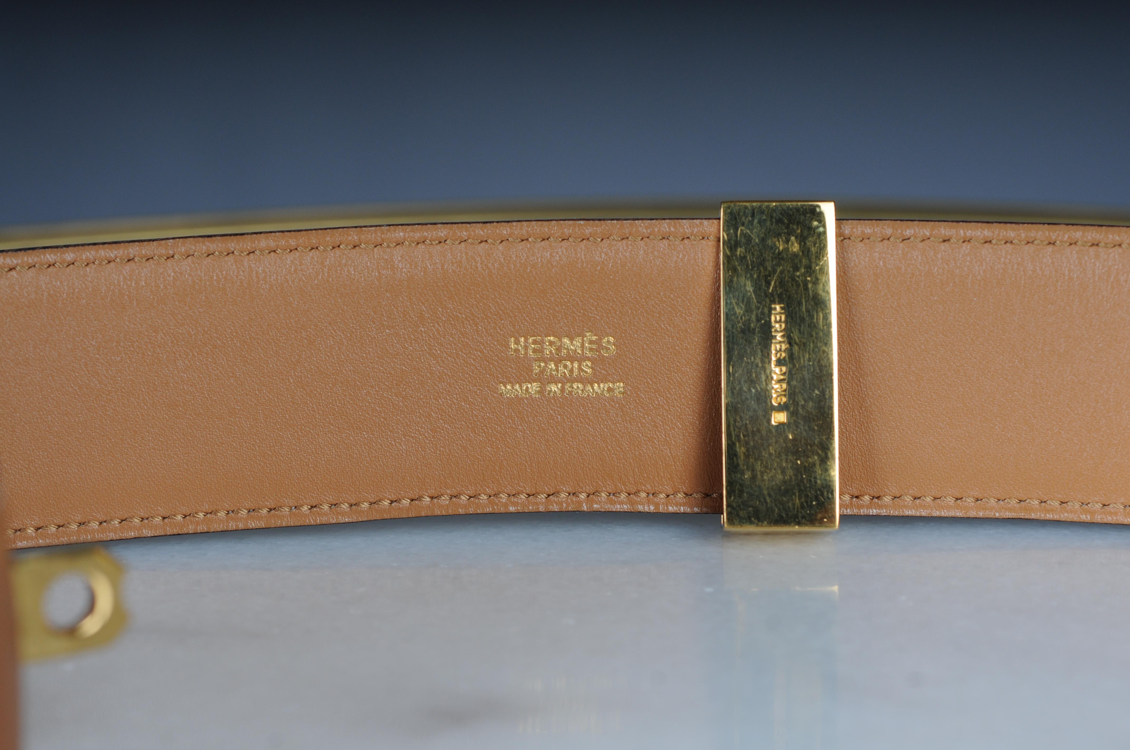 Hermes Collier de chien leather belt brown gold  For Sale 4