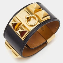 Vergoldetes Lederarmband von Hermes Collier de Chien