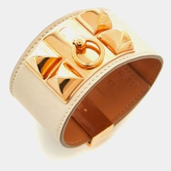 Hermes Collier De Chien Leder Armband vergoldet