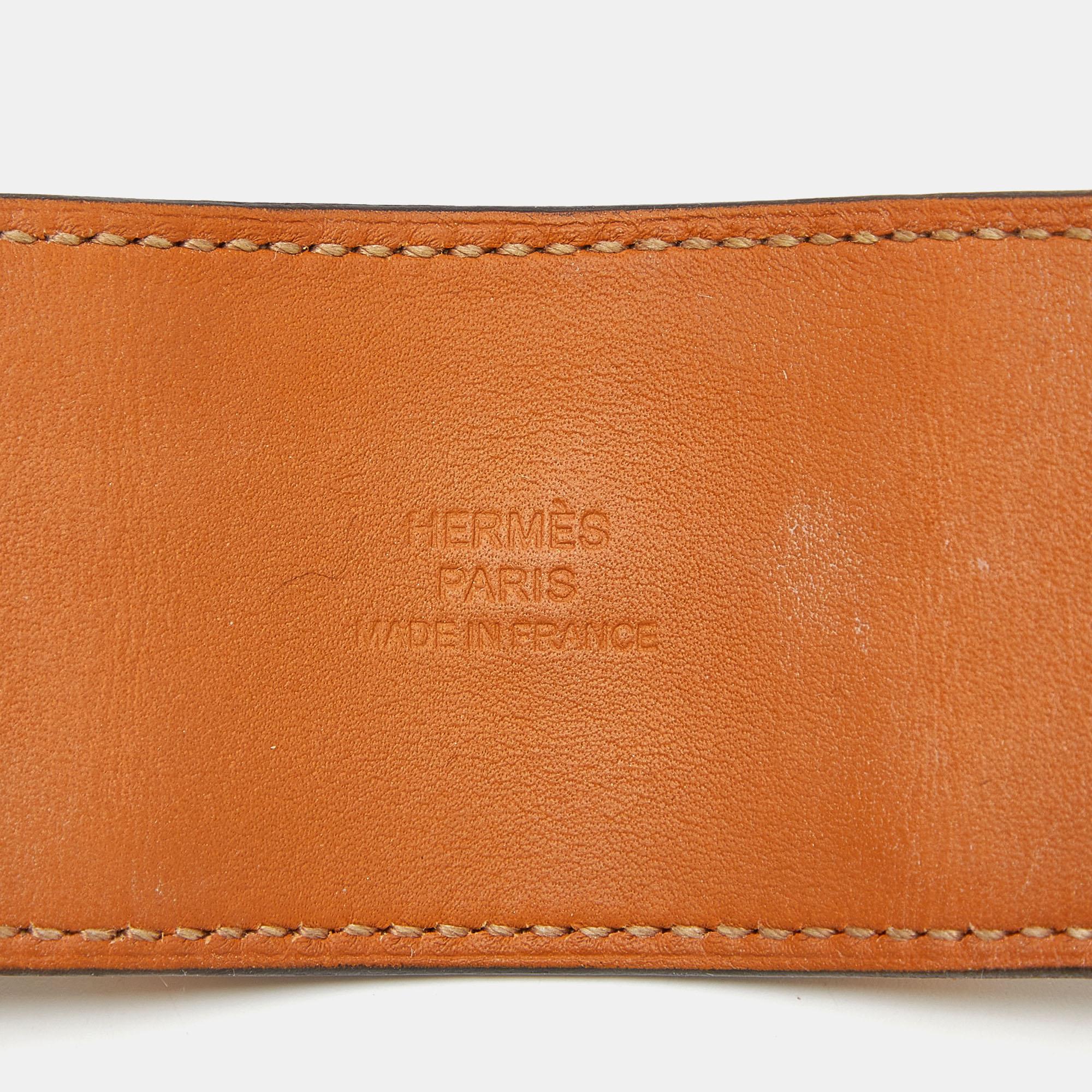 Hermes Collier de Chien Bracelet en cuir plaqué or en vente 3