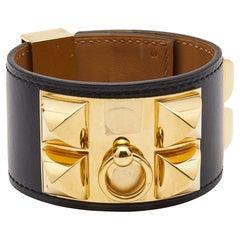 Vergoldetes Lederarmband von Hermes Collier de Chien