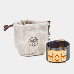 Hermes Collier de Chien Vergoldetes Manschettenarmband aus Leder